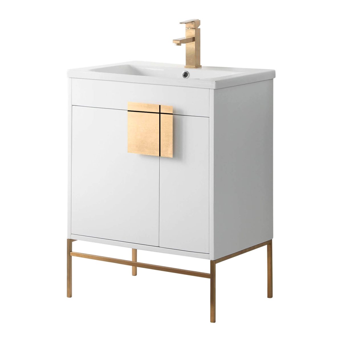 Shawbridge 30" Modern Bathroom Vanity  White with Satin Brass Hardware