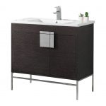 Shawbridge 36″ Modern Bathroom Vanity Black Oak Straight Grain with Polished Chrome Hardware