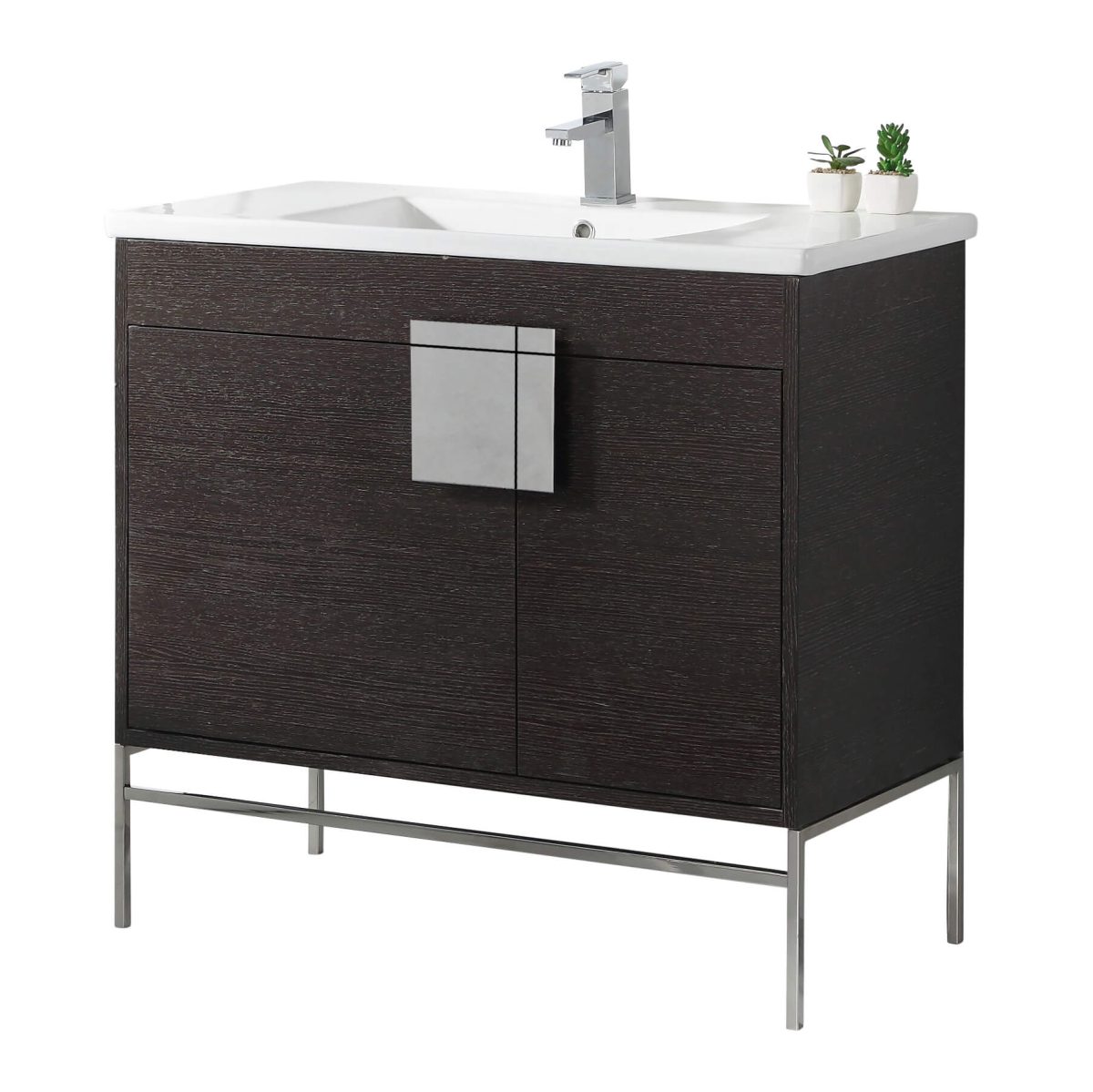 Shawbridge 36" Modern Bathroom Vanity  Black Oak Straight Grain with Polished Chrome Hardware