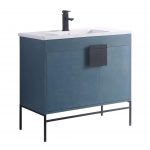 Shawbridge 36″ Modern Bathroom Vanity French Blue with Black Hardware