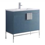 Shawbridge 36" Modern Bathroom Vanity  French Blue with Polished Chrome Hardware
