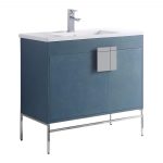 Shawbridge 36″ Modern Bathroom Vanity French Blue with Polished Chrome Hardware