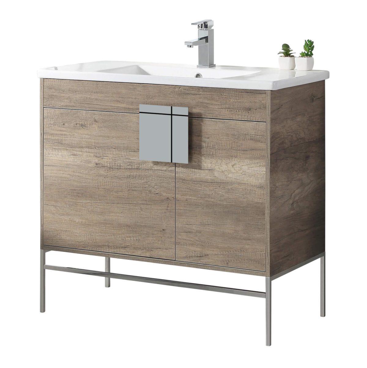 Shawbridge 36" Modern Bathroom Vanity  Shadow Gray with Polished Chrome Hardware