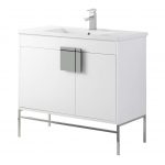 Shawbridge 36″ Modern Bathroom Vanity White with Polished Chrome Hardware