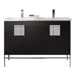 Shawbridge 48″ Modern Double Bathroom Vanity Black Oak Straight Grain with Polished Chrome Hardware