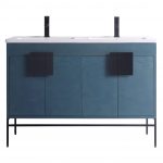 Shawbridge 48″ Modern Double Bathroom Vanity French Blue with Black Hardware