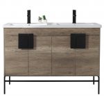 Shawbridge 48″ Modern Double Bathroom Vanity Shadow Gray with Black Hardware