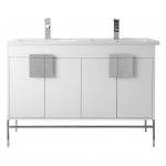 Shawbridge 48″ Modern Double Bathroom Vanity White with Polished Chrome Hardware