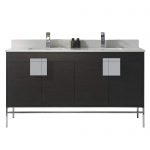Shawbridge 60″ Modern Double Bathroom Vanity Black Oak Straight Grain with Polished Chrome Hardware