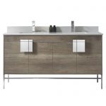 Shawbridge 60″ Modern Double Bathroom Vanity Shadow Gray with Polished Chrome Hardware