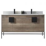 Shawbridge 60″ Modern Double Bathroom Vanity Shadow Gray with Polished Chrome Hardware