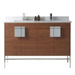Shawbridge 60″ Modern Double Bathroom Vanity Spicy Walnut with Chrome Hardware