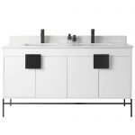 Shawbridge 60″ Modern Double Bathroom Vanity White with Black Hardware