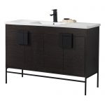 Shawbridge 48″ Modern Single Bathroom Vanity Black Oak Straight Grain with Black Hardware