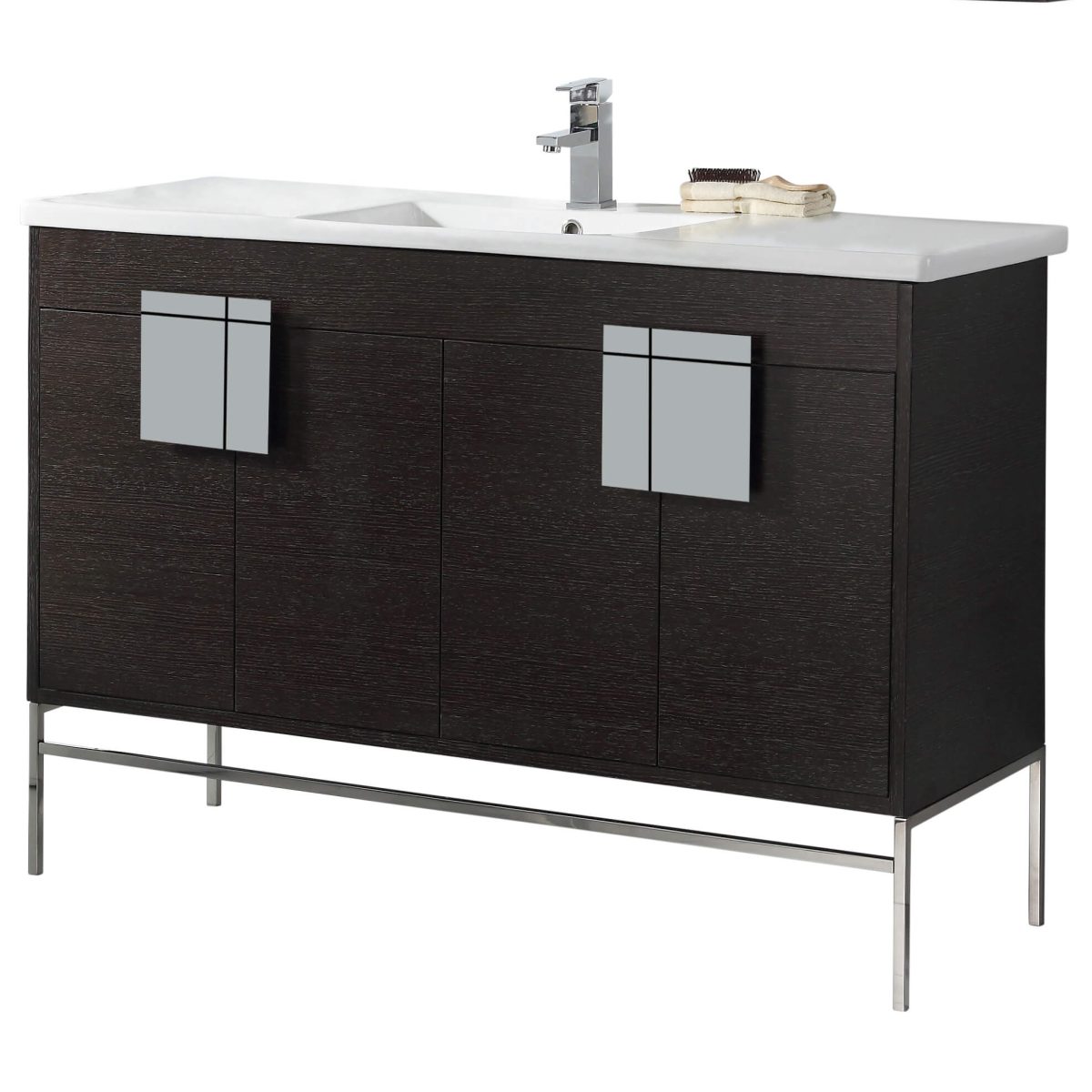 Shawbridge 48" Modern Single Bathroom Vanity  Black Oak Straight Grain with Polished Chrome Hardware