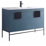 Shawbridge 48″ Modern Single Bathroom Vanity  French Blue with Black Hardware