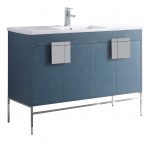 Shawbridge 48″ Modern Single Bathroom Vanity French Blue with Polished Chrome Hardware
