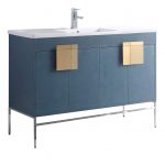 Shawbridge 48″ Modern Single Bathroom Vanity  French Blue with Satin Brass Hardware