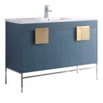 Shawbridge 48″ Modern Single Bathroom Vanity French Blue with Satin Brass Hardware
