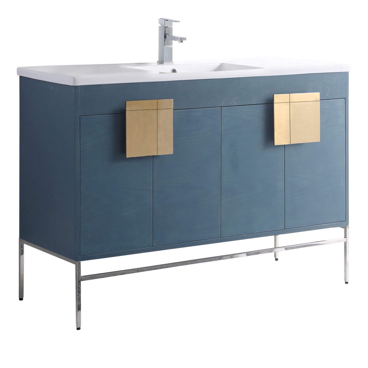 Shawbridge 48" Modern Single Bathroom Vanity  French Blue with Satin Brass Hardware