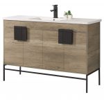 Shawbridge 48″ Modern Single Bathroom Vanity Shadow Gray with Black Hardware