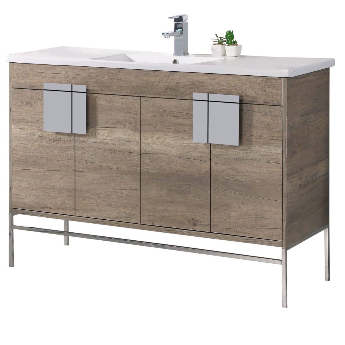 Shawbridge 48" Modern Single Bathroom Vanity  Shadow Gray with Polished Chrome Hardware