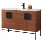 Shawbridge 48″ Modern Single Bathroom Vanity Spicy Walnut with Black Hardware