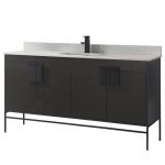 Shawbridge 60″ Modern Single Bathroom Vanity Black Oak Straight Grain with Black Hardware