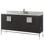 Shawbridge 60″ Modern Single Bathroom Vanity Black Oak Straight Grain with Polished Chrome Hardware