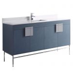 Shawbridge 60″ Modern Single Bathroom Vanity  French Blue with Polished Chrome Hardware