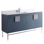 Shawbridge 60″ Modern Single Bathroom Vanity French Blue with Polished Chrome Hardware