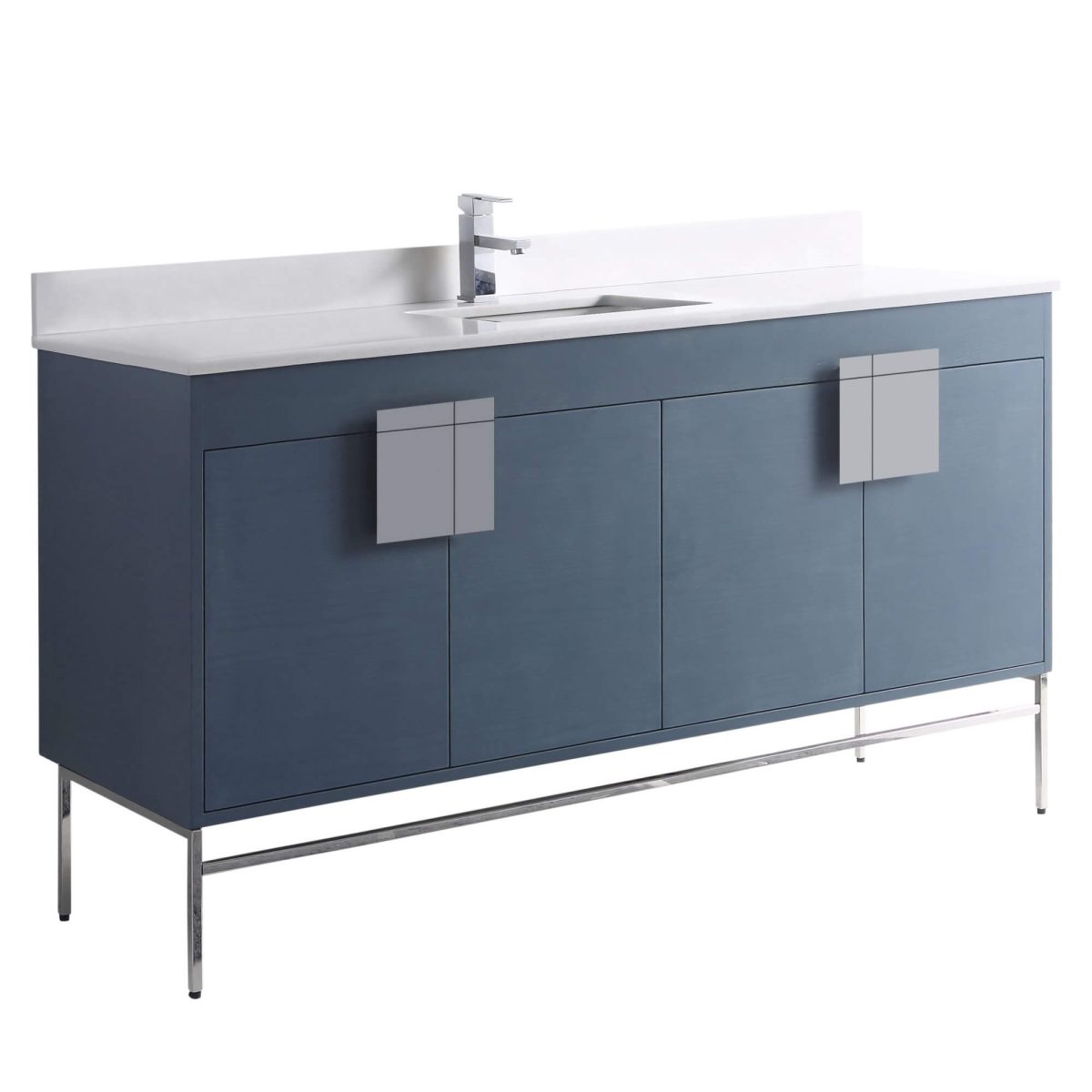 Shawbridge 60" Modern Single Bathroom Vanity French Blue with Polished Chrome Hardware Shawbridge 60" Modern Single Bathroom Vanity French Blue with Polished Chrome Hardware