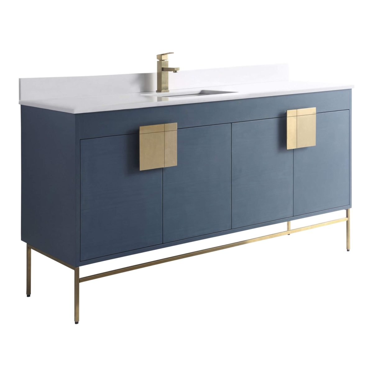 Shawbridge 60" Modern Single Bathroom Vanity French Blue with Satin Brass Hardware Shawbridge 60" Modern Single Bathroom Vanity French Blue with Satin Brass Hardware