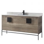 Shawbridge 60″ Modern Single Bathroom Vanity Shadow Gray with Black Hardware