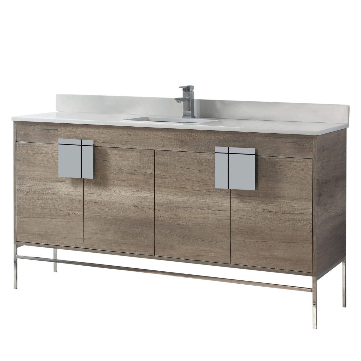 Shawbridge 60" Modern Single Bathroom Vanity  Shadow Gray with Polished Chrome Hardware