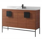 Shawbridge 60″ Modern Single Bathroom Vanity Spicy Walnut with Black Hardware