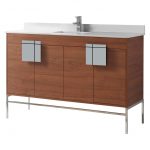 Shawbridge 60″ Modern Single Bathroom Vanity Spicy Walnut with Chrome Hardware