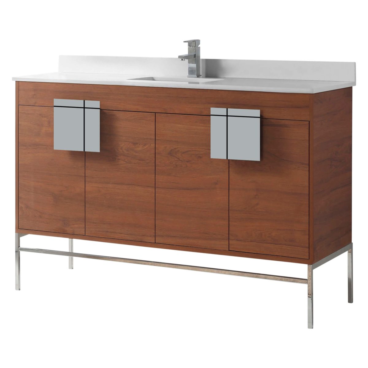 Shawbridge 60" Modern Single Bathroom Vanity Spicy Walnut with Chrome Hardware Shawbridge 60" Modern Single Bathroom Vanity Spicy Walnut with Chrome Hardware