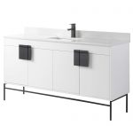 Shawbridge 60″ Modern Single Bathroom Vanity White with Black Hardware