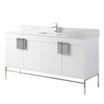 Shawbridge 60″ Modern Single Bathroom Vanity  White with Polished Chrome Hardware