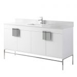 Shawbridge 60″ Modern Single Bathroom Vanity White with Polished Chrome Hardware