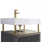 Dakota 24″ Modern Bathroom Vanity Rock Gray with Satin Brass Hardware
