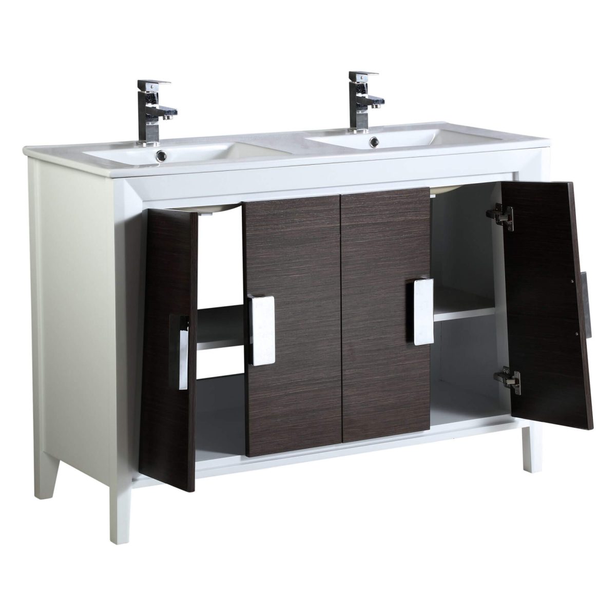 Imperial II Modern Double Bathroom Vanity 48"  Gray and White