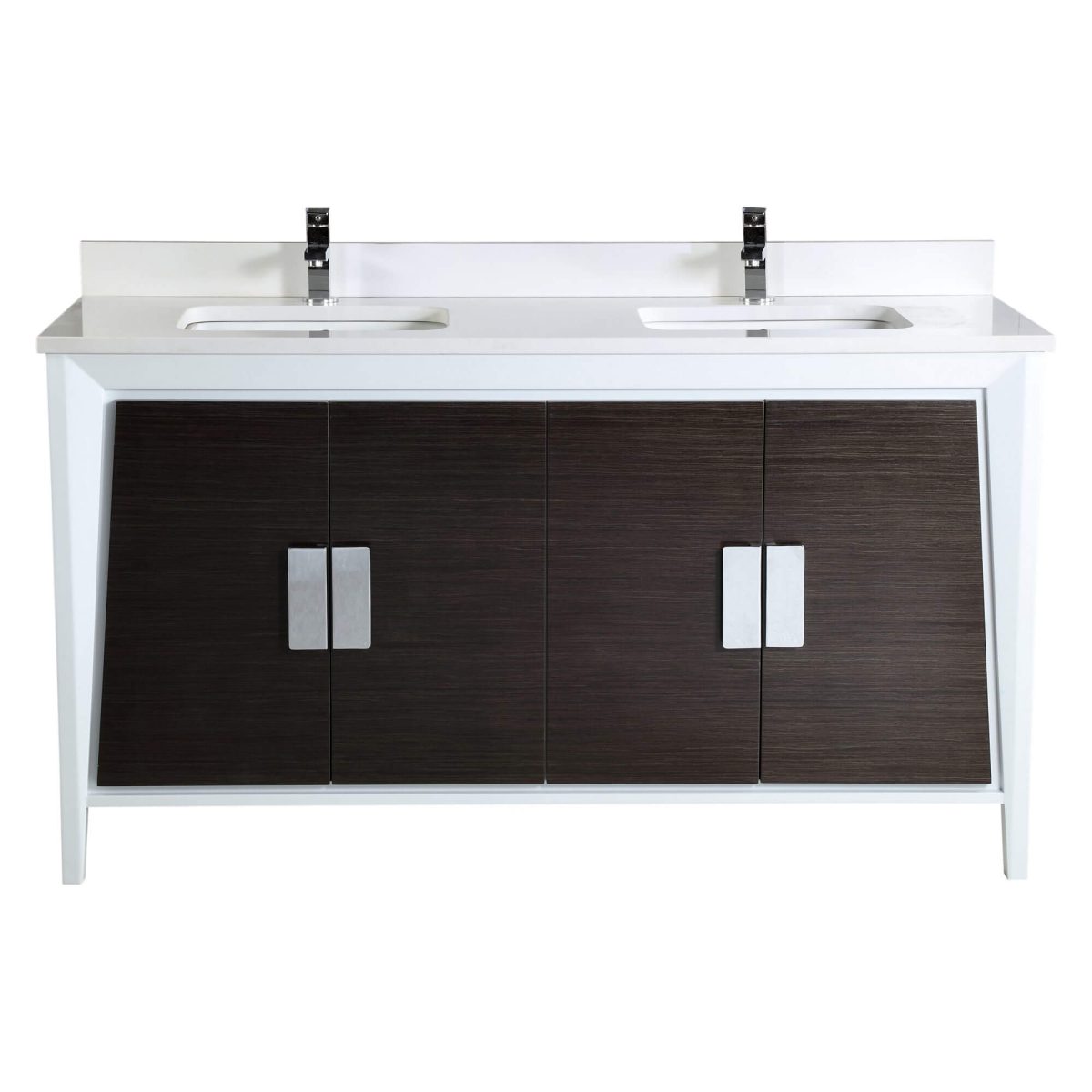 Imperial II Modern Double Bathroom Vanity 60"  Gray and White