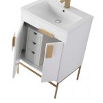 Shawbridge 24″ Modern Bathroom Vanity White with Satin Brass Hardware