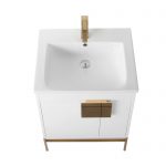 Shawbridge 24″ Modern Bathroom Vanity White with Satin Brass Hardware