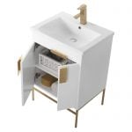 Shawbridge 24″ Modern Bathroom Vanity White with Satin Brass Hardware