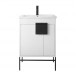 Shawbridge 24″ Modern Bathroom Vanity White with Black Hardware