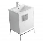 Shawbridge 24″ Modern Bathroom Vanity White with Polished Chrome Hardware