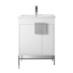 Shawbridge 24″ Modern Bathroom Vanity White with Polished Chrome Hardware